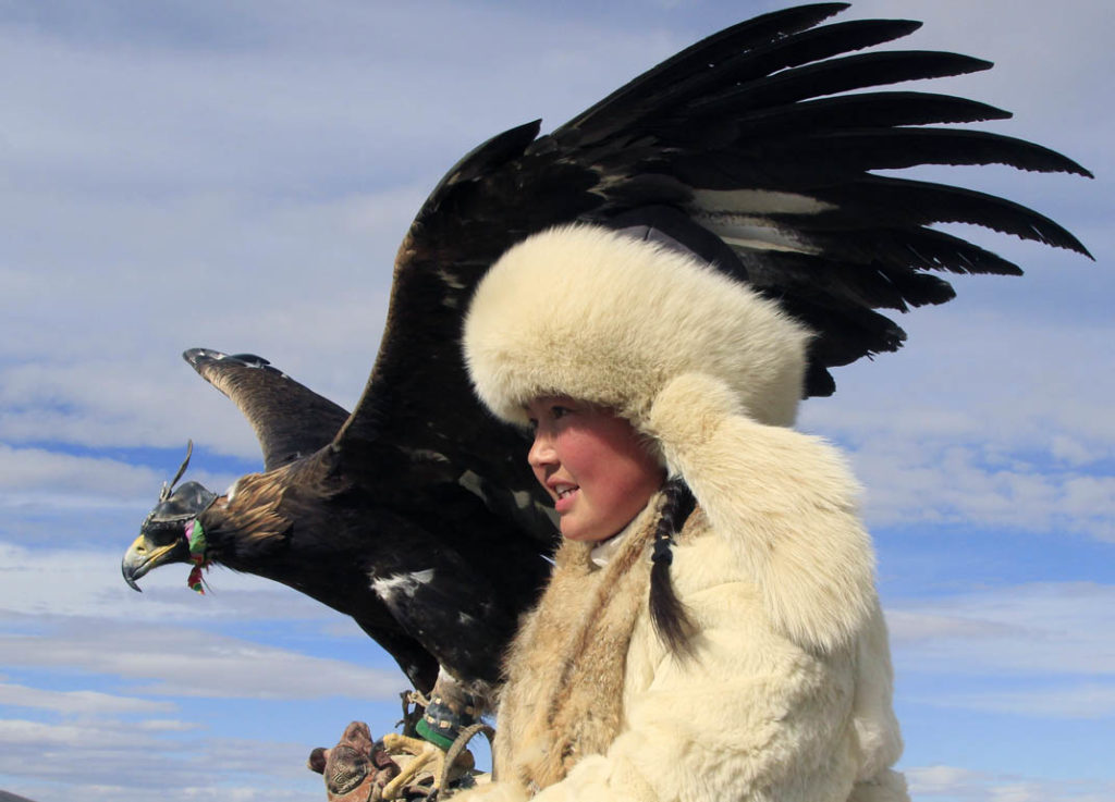 Eagle huntress from the Western Mongolia